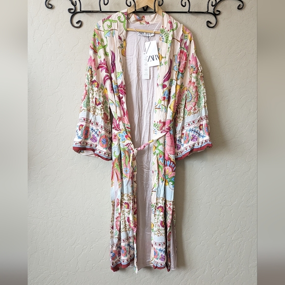 Zara Floral Long Kimono Robe - Picture 8 of 10